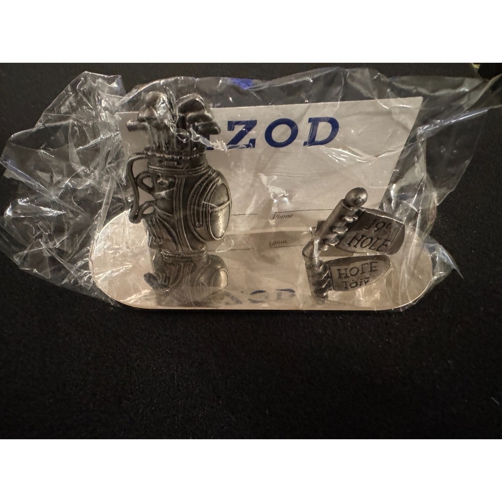 Vintage Izod Business Card Holder Golfer Desk‎ Gift Set New in Box